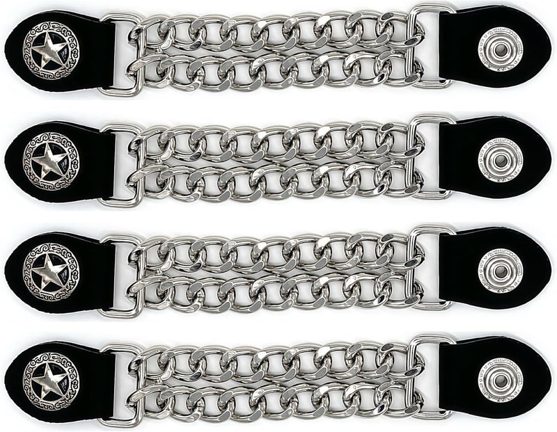 Mirthcos Motorcycle Vest Extenders for Men & Women - 4 PCS Leather Vest Extensions for Biker - Durable Double Chrome Chains - Image 1